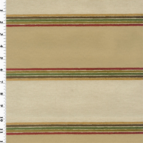 Designer Teepee Red/Beige Chenille Stripe Decorating Fabric DFW50437
