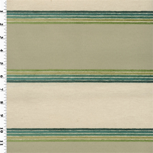 Designer Teepee Blue/Green Chenille Stripe Decorating Fabric DFW50438