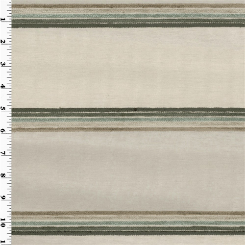 Designer Teepee Beige/Blue Chenille Stripe Decorating Fabric DFW50441