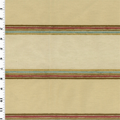 Designer Teepee Brown/Red Chenille Stripe Decorating Fabric DFW50443
