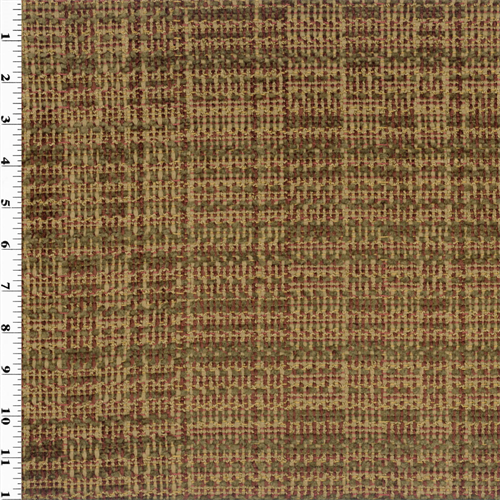 Red/Beige Fressia Carmel Chenille Plaid Home Decorating Fabric DFW50504