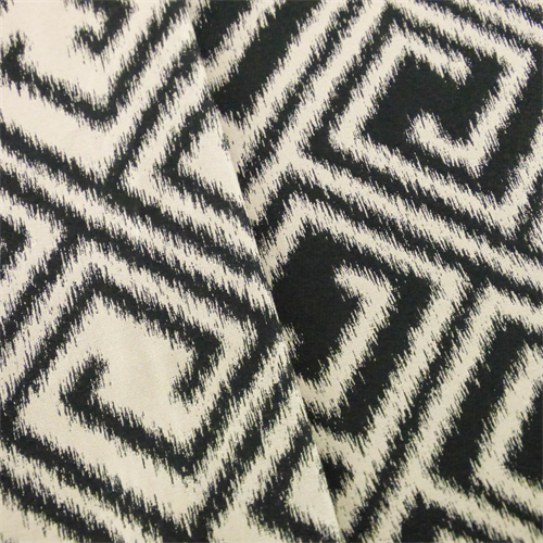 Designer Black/Beige Greek Key Ikat Decorating Fabric