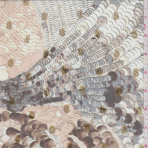 Beige/Grey Coin Crinkled Silk Chiffon