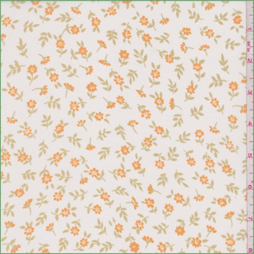 White/Orange Tossed Floral Georgette