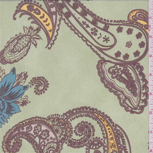 Sage Green/Brown Paisley Georgette