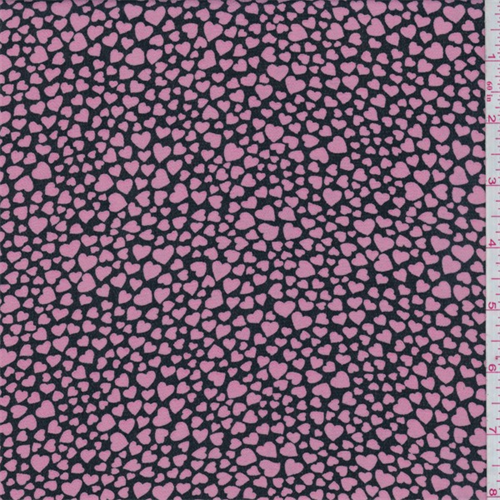 Black/Creamy Pink Hearts Georgette