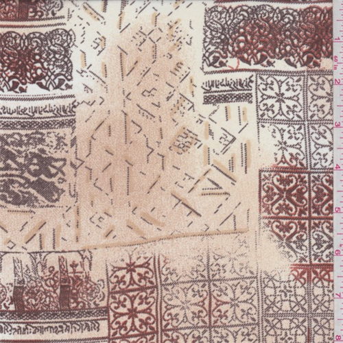 Beige/Sienna Scroll Tile Georgette