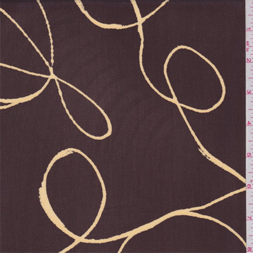 Chestnut Brown/Yellow Scribble Georgette
