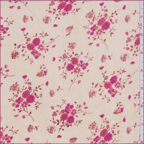 Buff Yellow/Pink Floral Georgette
