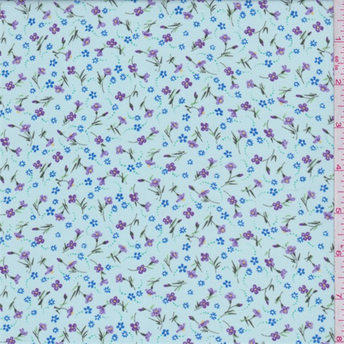 Sea Blue Tossed Mini Floral Georgette