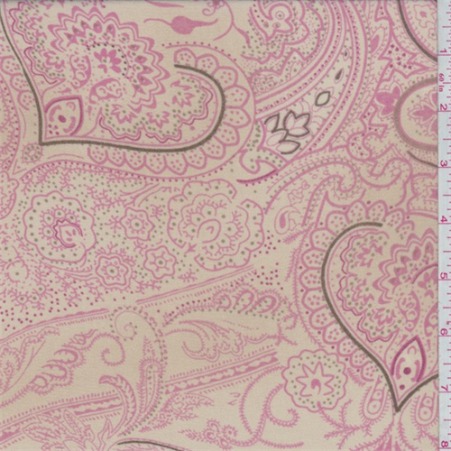 Golden Beige/Coral Pink Paisley Georgette