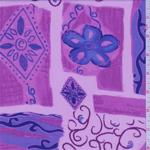 Lilac Pink/Purple Floral Block Print Georgette