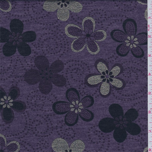 *3 YD PC--Heather Purple Floral Jersey Knit