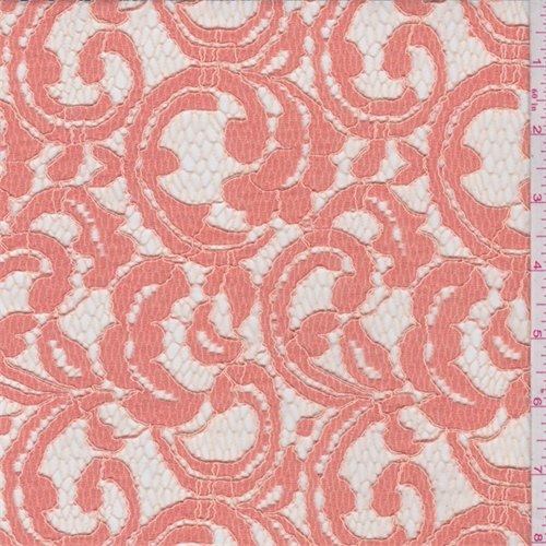 Deep Peach Scroll Lace