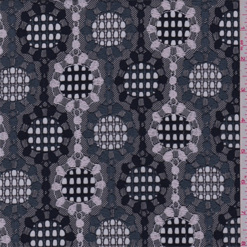 Navy/Slate/White Circular Grid Lace