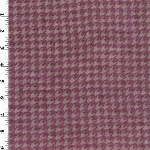 Raspberry/Gray Wool Houndstooth Print Sweater Knit 62688