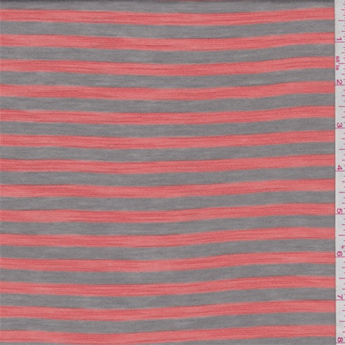 Taupe/Tangelo Stripe Rayon Jersey Knit