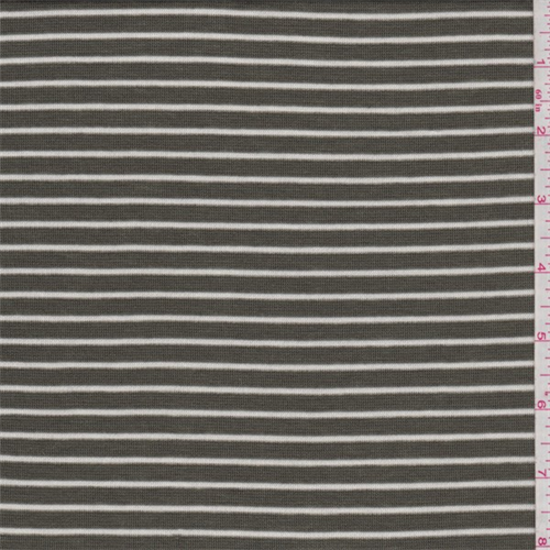 Olive/White Stripe Ribbed Jersey Knit