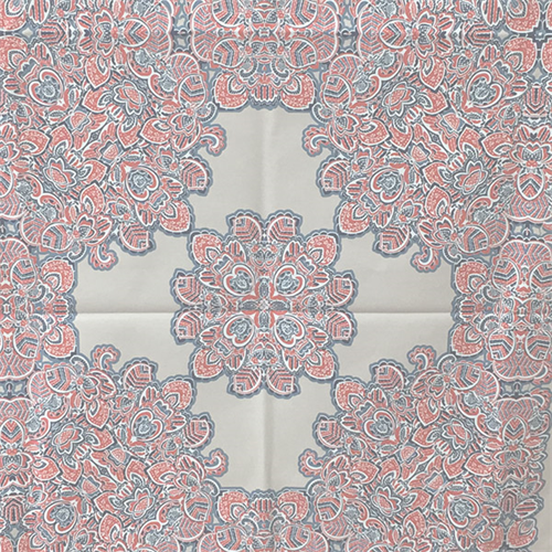 *4 PANELS--Peachy Beige Panel with Square Print