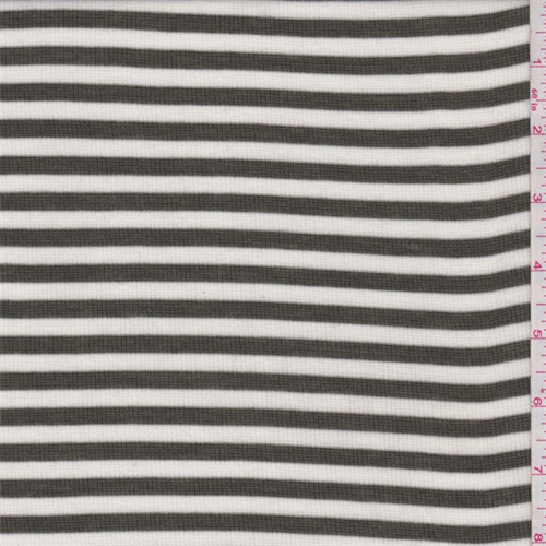 Olive/White Stripe Rib Jersey Knit