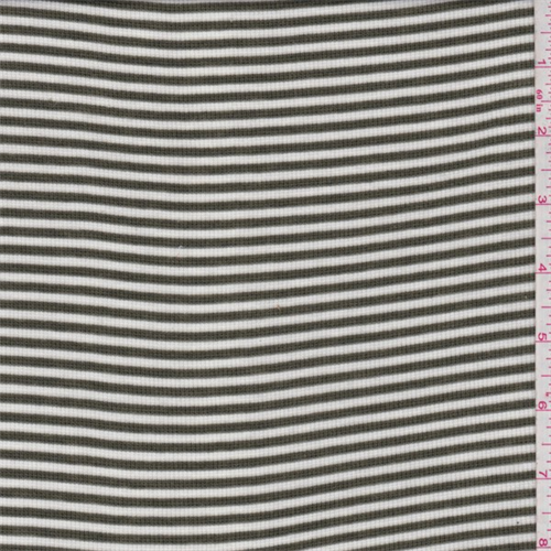 Olive/White Stripe Rib Jersey Knit