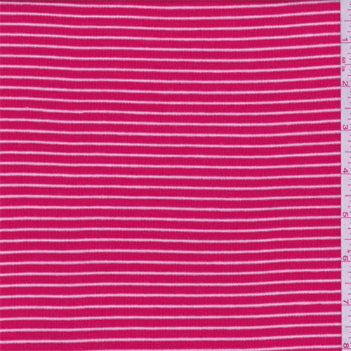 Coral Red/White Stripe Rib Jersey Knit