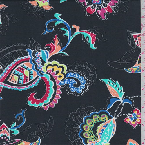 *2 YD PC--Black Multi Stylized Floral Swimwear