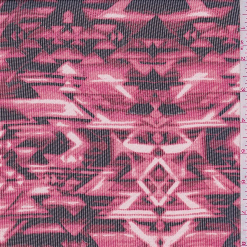 Rose Pink/Black Aztec Print Chiffon