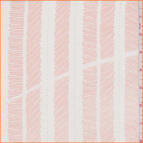 White/Sea Coral Sketch Stripe Chiffon