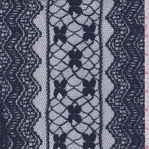 Dusk Blue Stripe Embroidered Lace