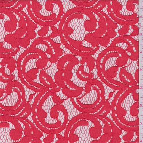 Bright Salmon Scroll Lace