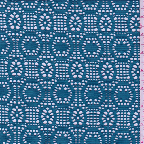 Teal Blue Circular Stretch Lace