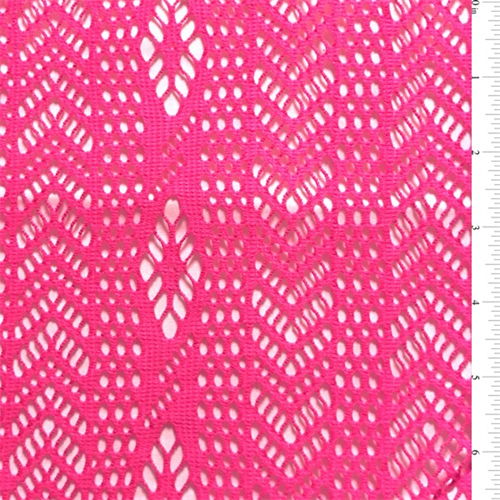 Neon Pink Chevron/Stripe Stretch Lace