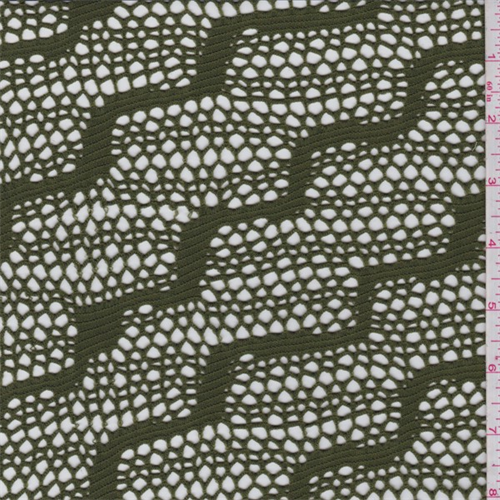 Avocado Green Wavy Stripe Stretch Lace