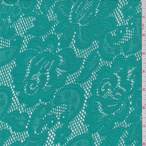 Aqua Green Floral Stretch Lace