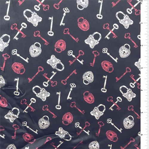 Navy/Fuchsia/White Lock & Key Crepe de Chine