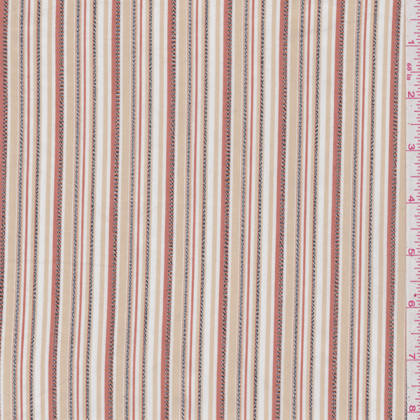 *3 YD PC--Tan/Pink Stripe Shirting