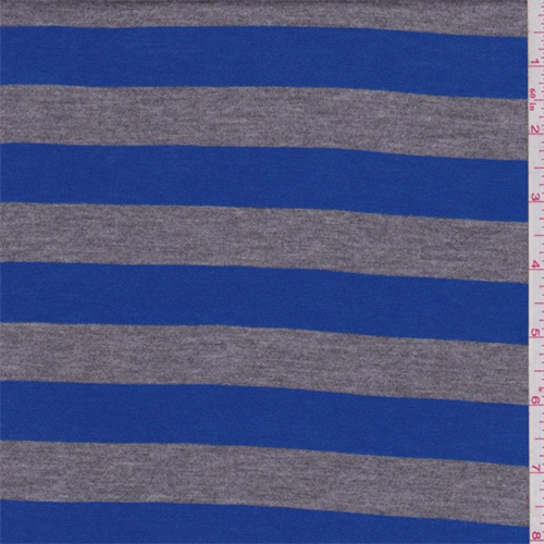Cobalt/Grey Stripe Rayon Jersey Knit