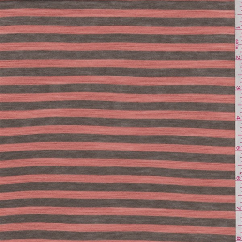Clay Orange/Olive Brown Stripe Rayon Jersey Knit