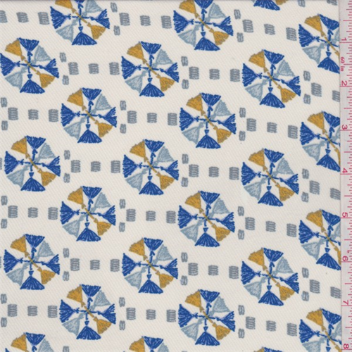 Canvas/Blue Tassel Medallion Polyester Georgette