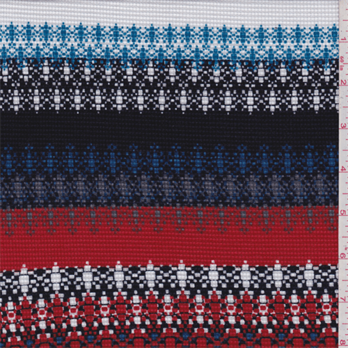 *3 YD PC--Red/Blue Stripe Thermal Stripe Knit