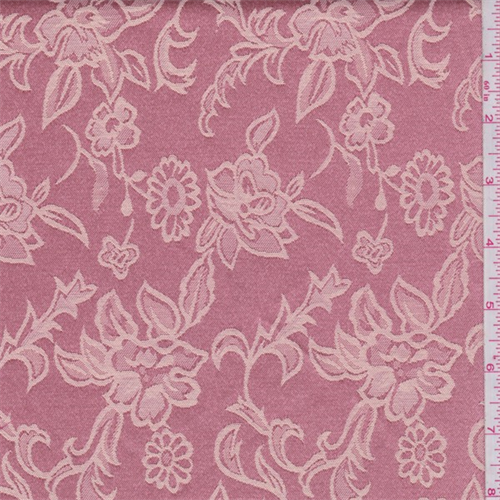 Coral Pink/Beige Floral Satin Jacquard