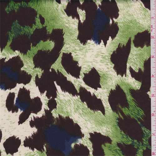 Lime/Brown Animal Print Sateen - 64119 | Fashion Fabrics