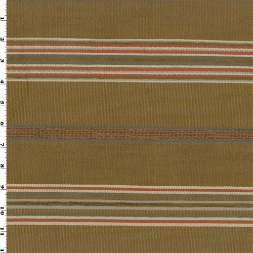 Valdese Stripe Pamlico Cantaloupe Brown Decorating Fabric DFW51819
