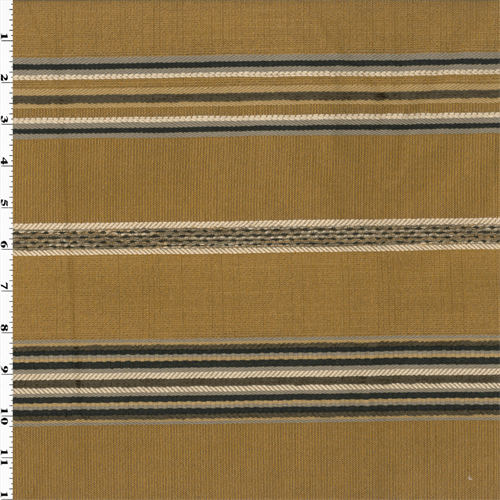 Valdese Stripe Pamlico Yellow Jacket Brown Decorating Fabric DFW51822