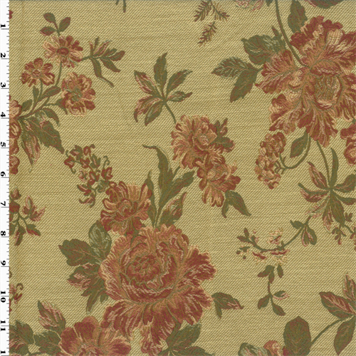 Garde Red Floral Jacquard Home Decorating Fabric DFW51835