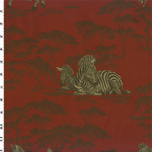 Royal Red Zazu Zebra Jacquard Home Decorating Fabric DFW51838