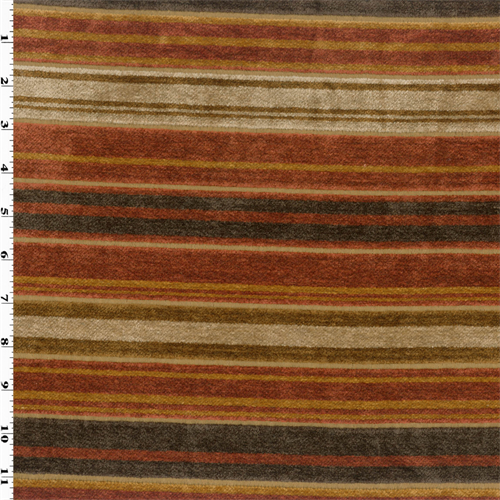 Red/Brown Designer Gossip Stripe Chenille Decorating Fabric DFW51853