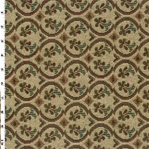 Beige/Brown Ogee Tapestry Home Decorating Fabric DFW51861