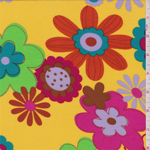 *2 3/4 YD PC--Sunshine Yellow Floral Challis